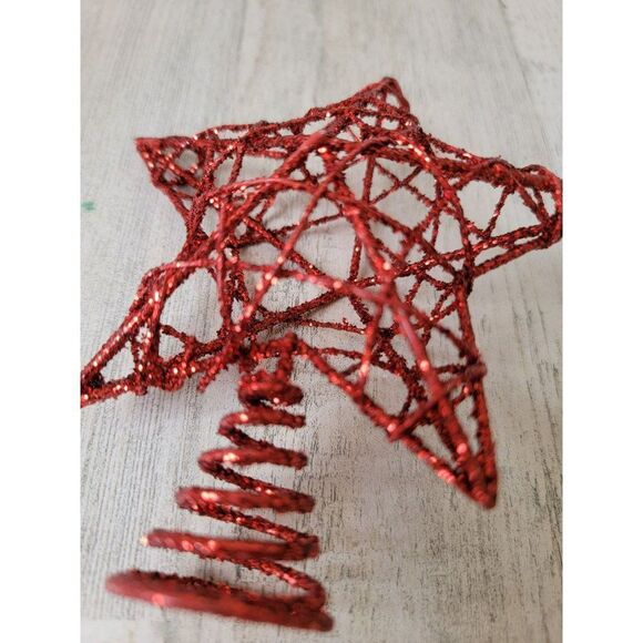 Red glitter tree topper star Xmas decor Christmas - Picture 4 of 4